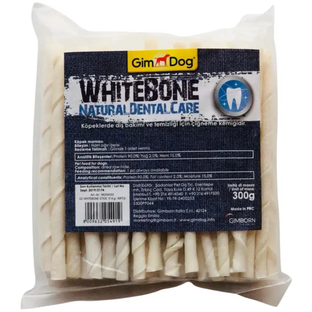 GimDog Whitebone Mordimi Burgu Çubuk Köpek Ödülü 50 Li 300 Gr