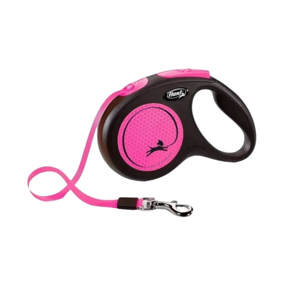 Flexi New Neon Otomatik Pembe Şerit Gezdirme Small 5 Metre