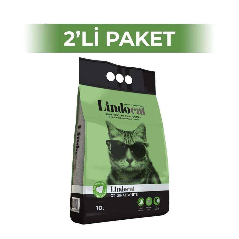 LindoCat Topaklaşan Kokusuz İnce Taneli Bentonit Kedi Kumu 10 lt x 2 Adet