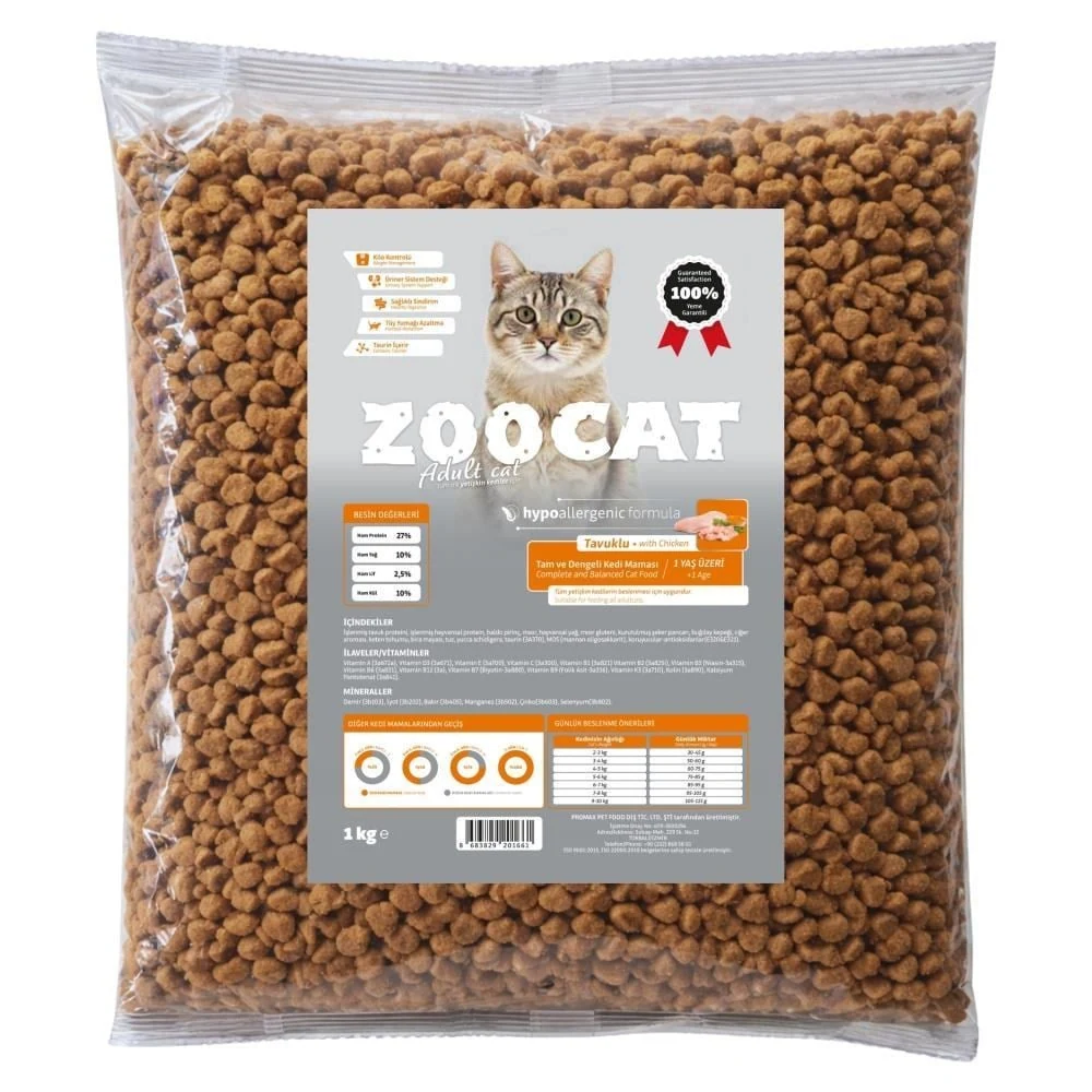 ZooCat Tavuklu Yetişkin Kedi Maması 1 kg