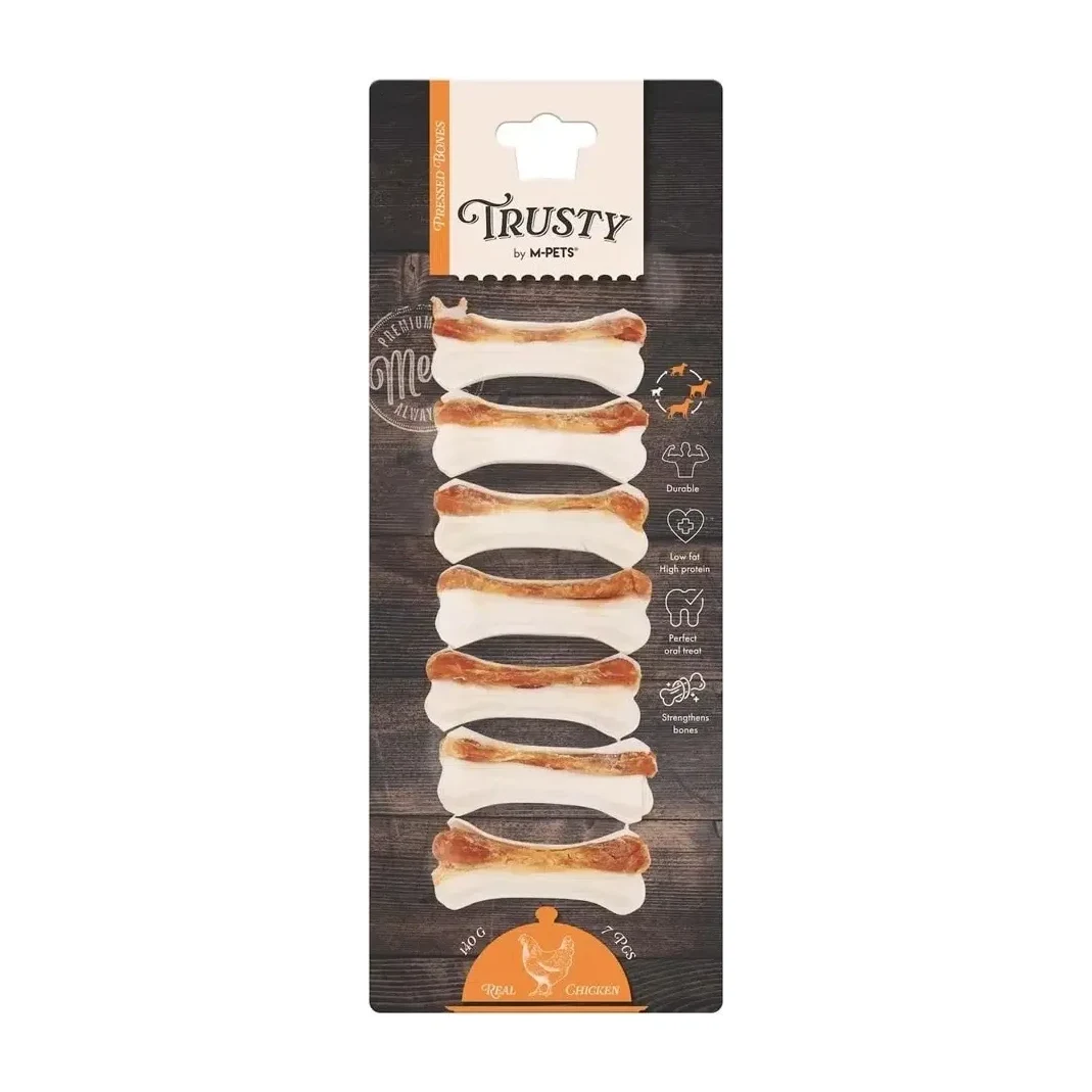 M-Pets Trusty Chicken Press Köpek Kemiği 7cm 140gr 7li