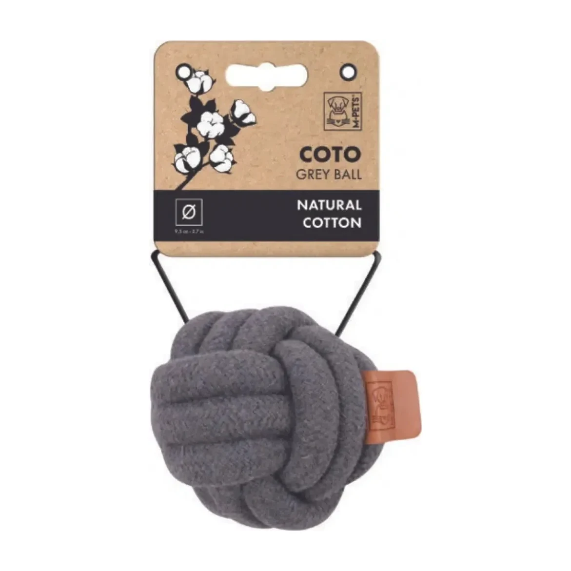 M-PETS Coto Grey Ball Örgü Top Köpekler İçin Oyuncak 9.50 Cm