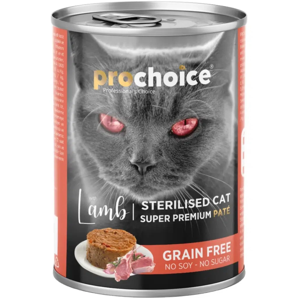 ProChoice Sterilised Kuzu Etli Tahılsız Kısırlaştırılmış Kedi Konservesi Pate 400 Gr
