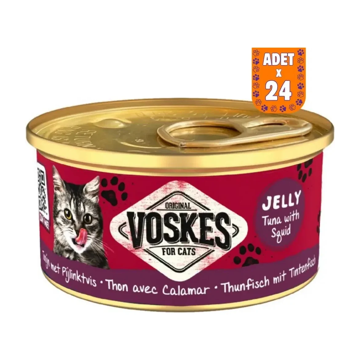 Voskes Ton Balıklı ve Kalamarlı Kedi Konservesi 24x85 Gr