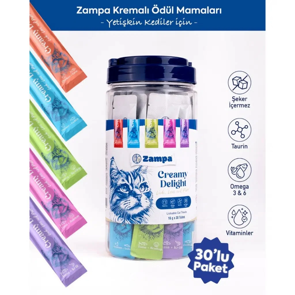 Zampa Creamy Delight Mix Krema Kedi Ödülü 30x16 Gr