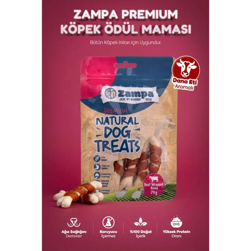 Zampa Dana Eti Sargılı Kemik Köpek Ödülü 75 Gr
