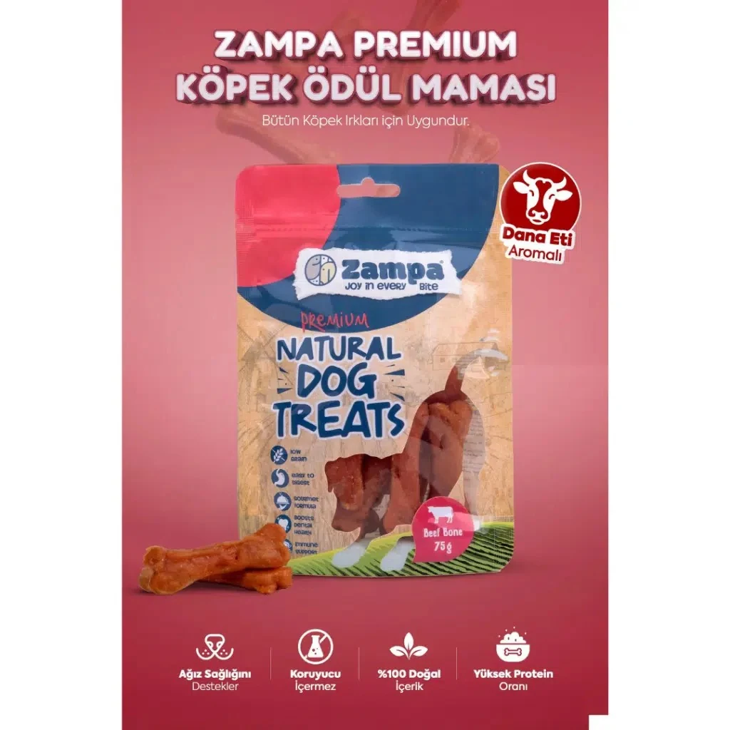 Zampa Kemik Şeklinde Dana Etli Köpek Ödülü 75 Gr