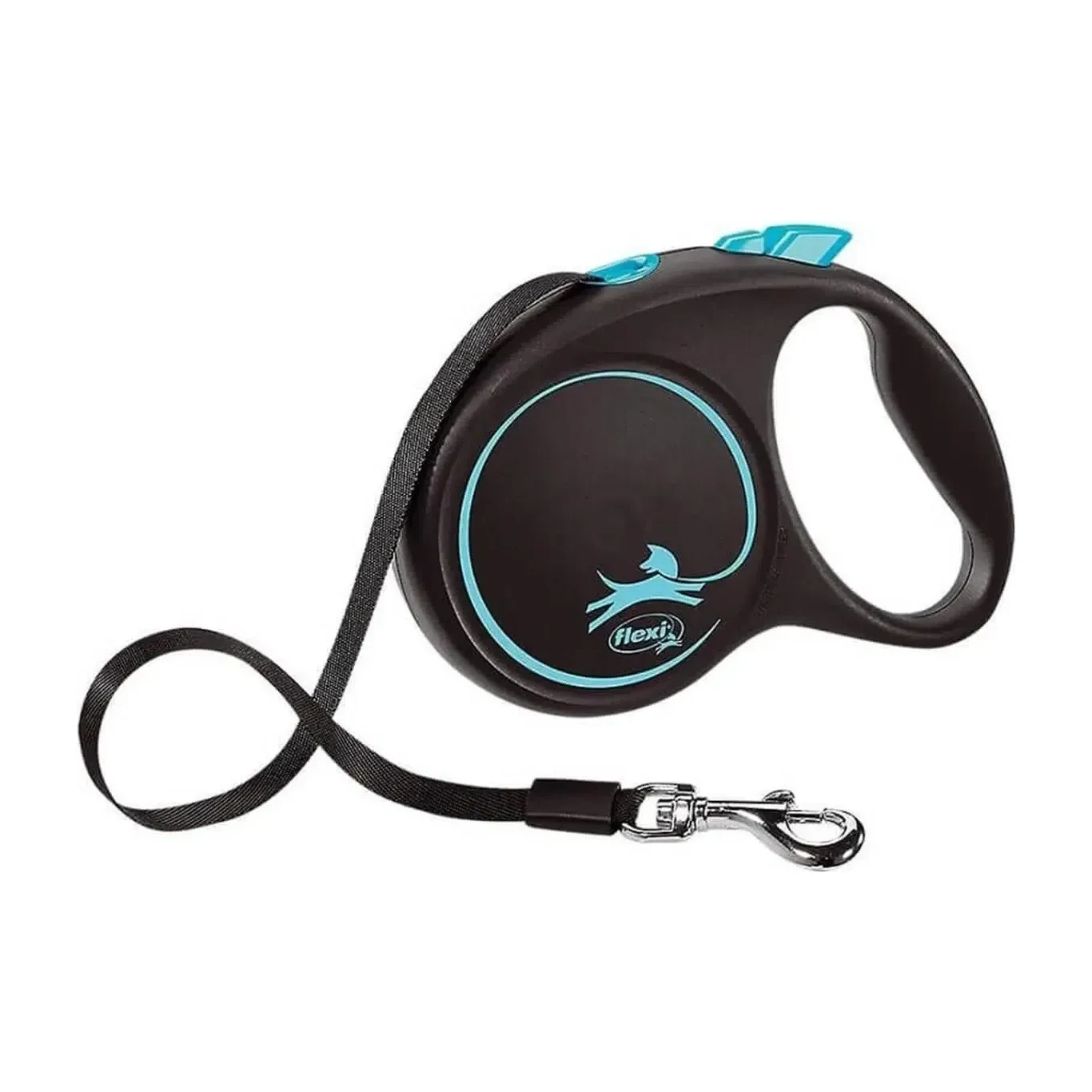 Flexi Black Design Medium 5M Şerit Otomatik Köpek Gezdirme Tasması Mavi