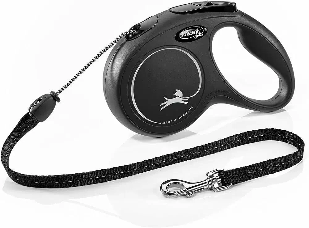 Flexi New Classic Medium 5 S İp Otomatik Köpek Gezdirme Tasması Siyah