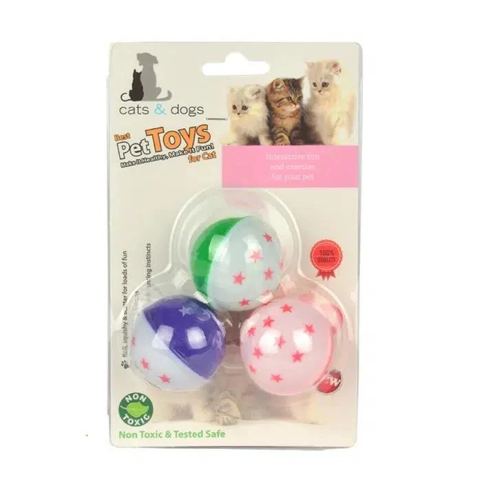 Flip Pet Kedi Oyun Topu Renkli Zilli 3’lü