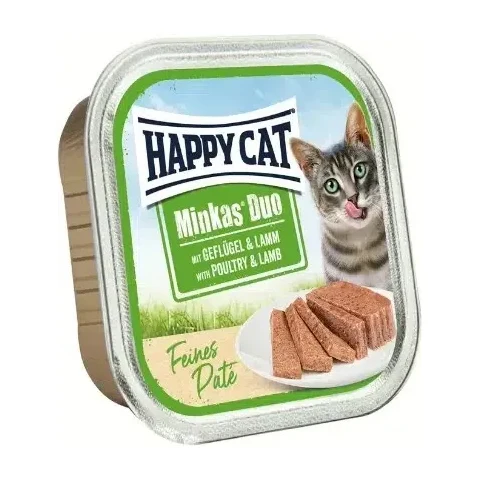 Happy Cat Minkas Duo Tavuk ve Kuzu Etli Yetişkin Kedi Konservesi 100gr