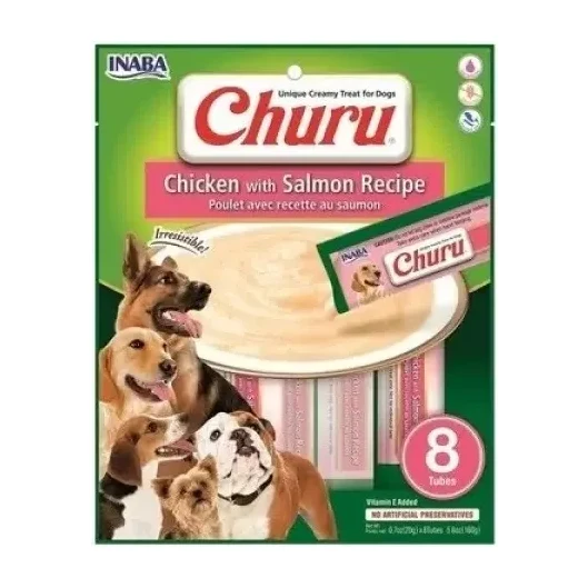 INABA CIAO Churu Cream Somonlu ve Tavuklu Sıvı Köpek Ödül Maması 20gr 8'li
