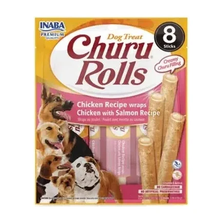 INABA Churu Rolls Tavuk Sargılı ve Somonlu Köpek Ödül Maması 12gr 8li