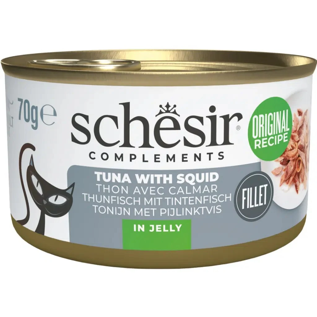 Schesir Ton Balıklı ve Kalamarlı Jöle İçinde Kedi Konservesi 70 Gr