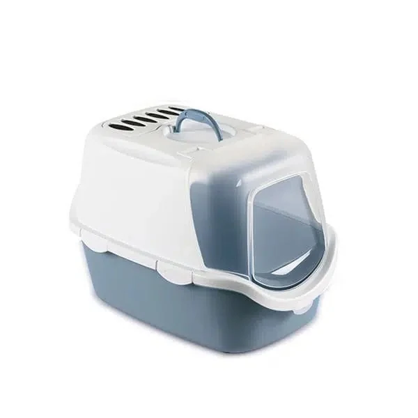 Stefanplast Cathy Easy Clean Gri Beyaz Kapalı Kedi Tuvaleti