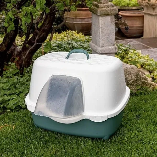 Stefanplast Tres Chic Dış Mekan Kapalı Kedi Tuvaleti Yeşil Beyaz