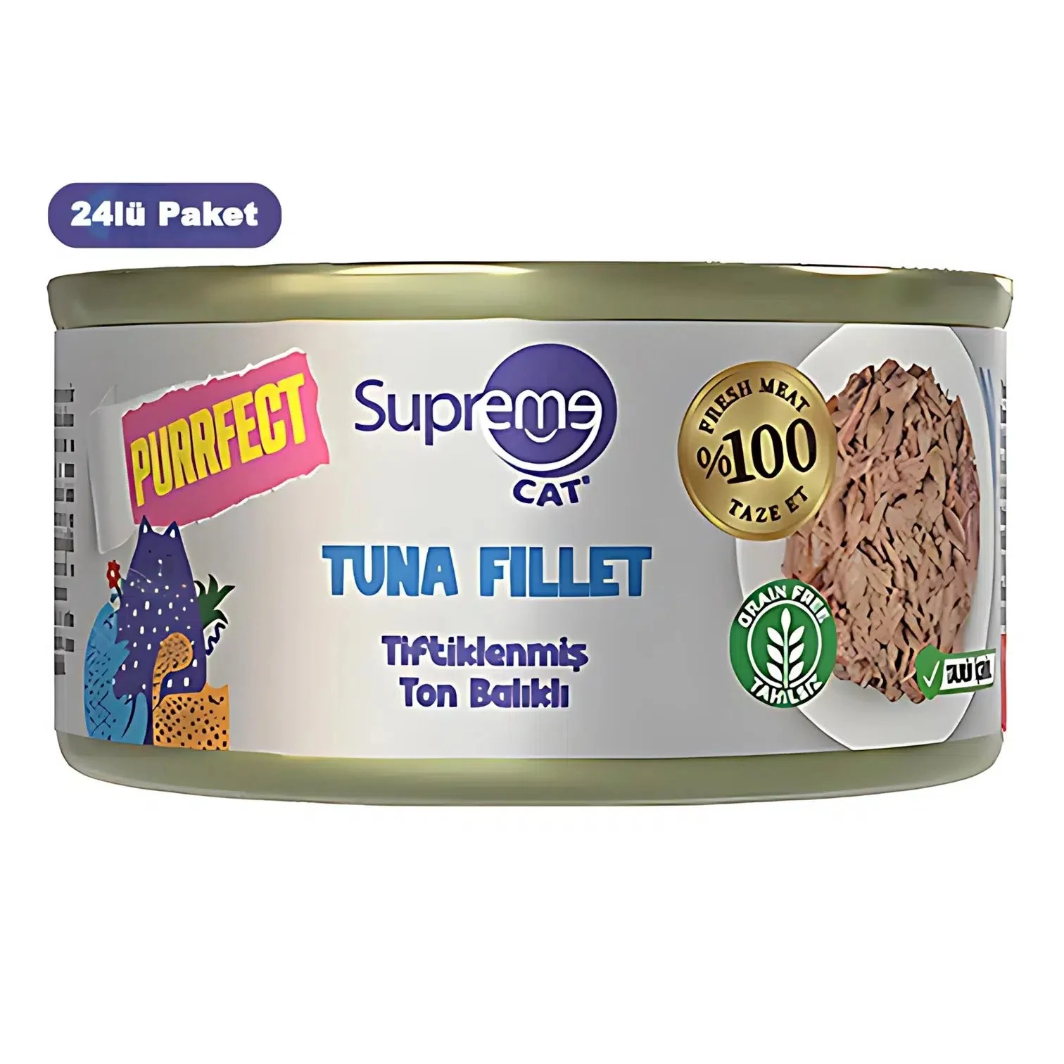 Supreme Cat Tiftiklenmiş Ton Balıklı Yetişkin Konserve Kedi Maması 70gr
