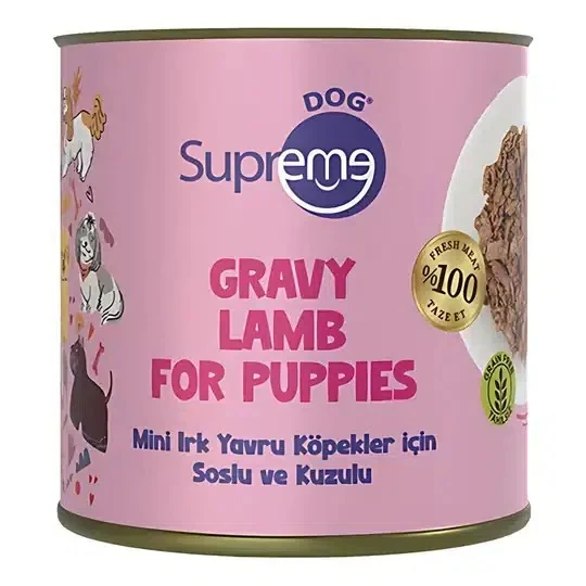 Supreme Dog Soslu ve Kuzulu Küçük Irk Yavru Köpek Konserve Maması 200gr