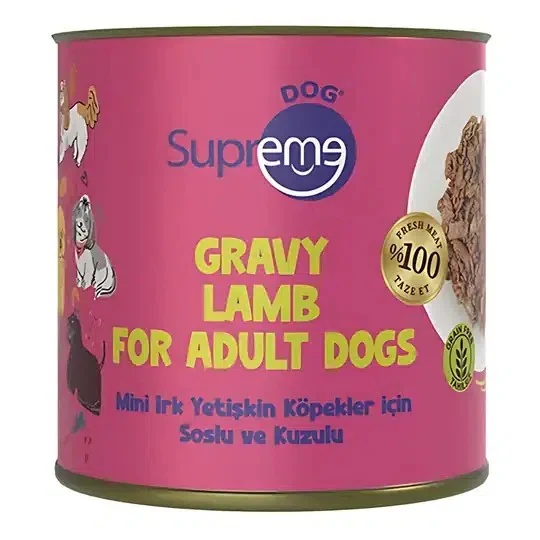 Supreme Dog Soslu ve Kuzulu Küçük Irk Yetişkin Köpek Konserve Maması 200gr