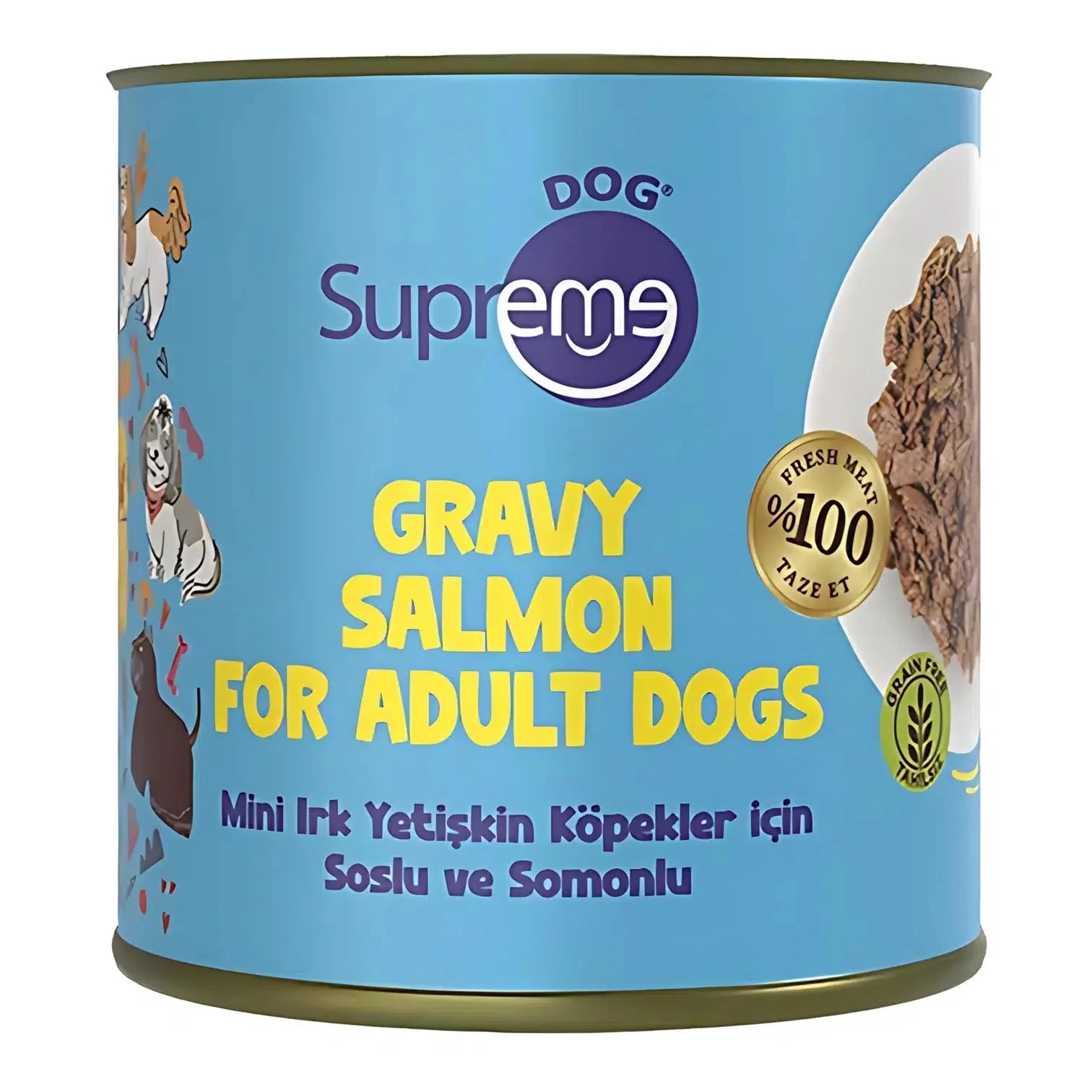 Supreme Dog Soslu ve Somonlu Küçük Irk Yetişkin Köpek Konserve Maması 200gr