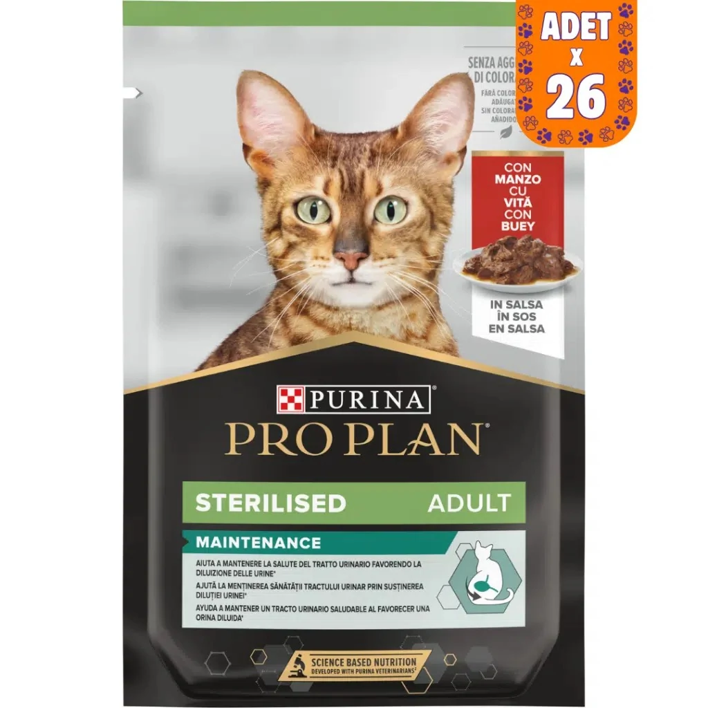Pro Plan Sterilised Sos İçinde Sığır Etli Kısırlaştırılmış Pouch Kedi Yaş Maması 85 Gr 26 Adet