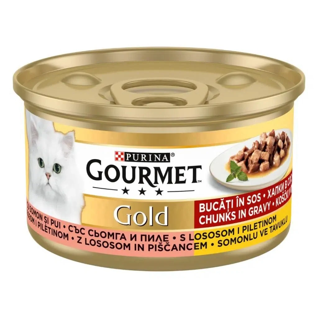 Gourmet Gold Somonlu ve Tavuklu Kedi Konservesi 85 Gr
