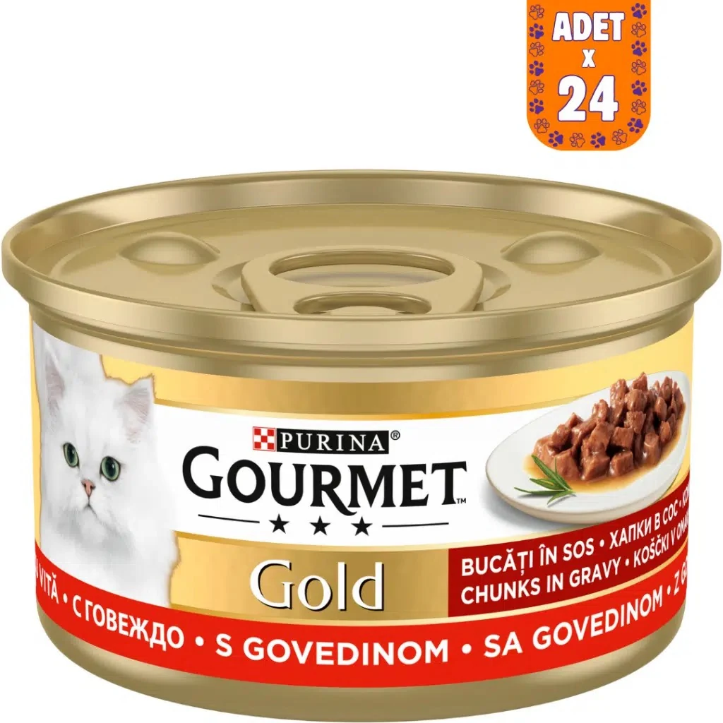 Gourmet Gold Parça Etli Sığır Etli Kedi Konserve Maması 85 Gr 24 Adet
