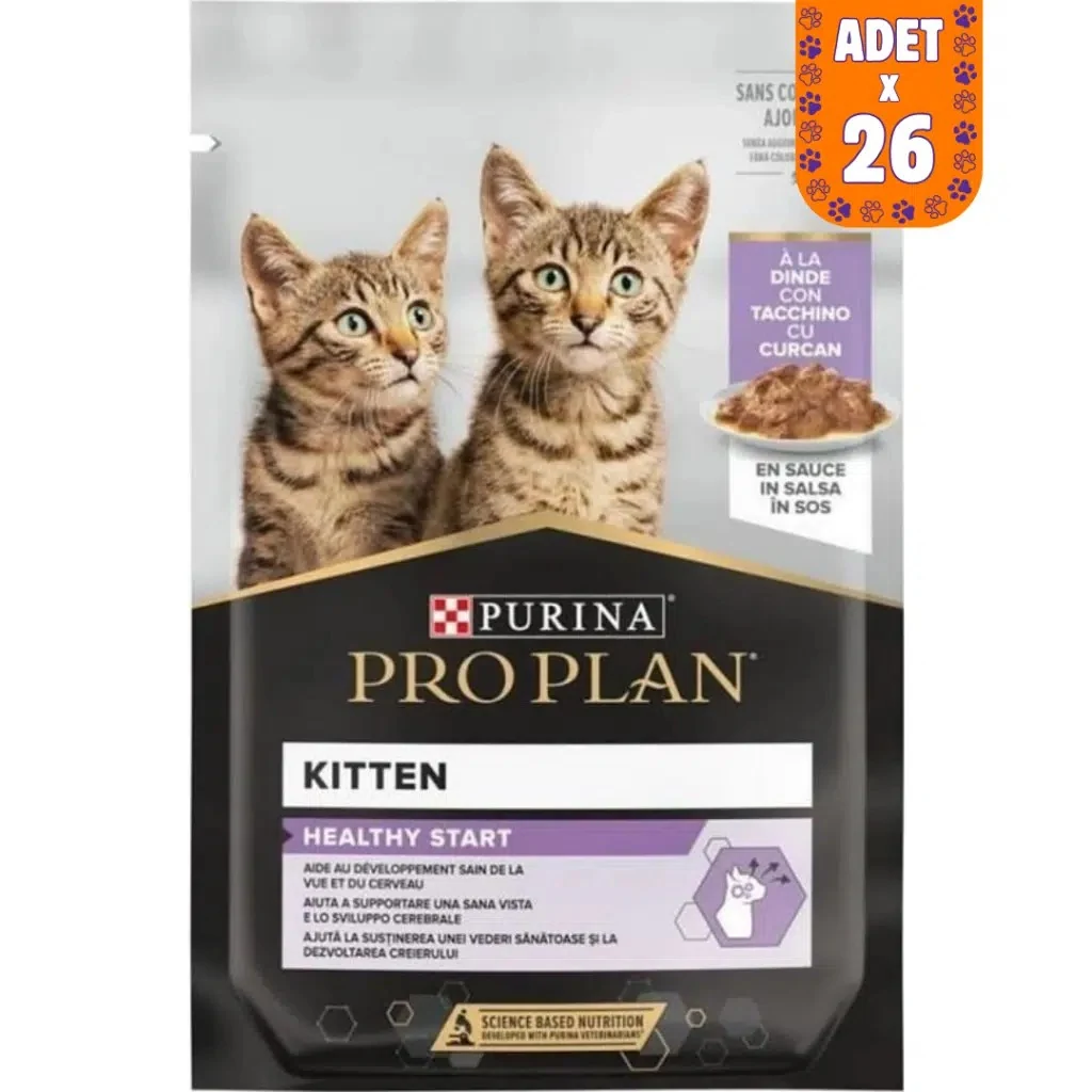 Pro Plan Kitten Sos İçinde Hindi Etli Pouch Yavru Kedi Yaş Maması 85 Gr 26 Adet