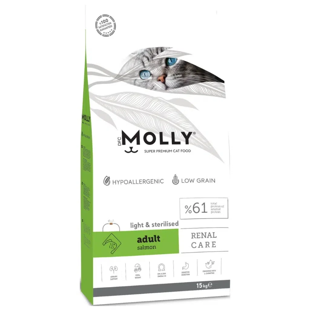 Molly Düşük Tahıllı Hypoallergenic Light & Sterilised Somonlu Kısırlaştırılmış Kedi Maması 15 Kg