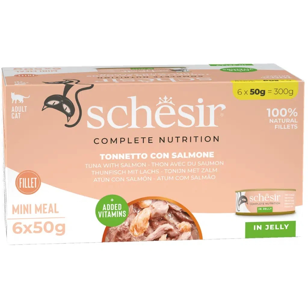 Schesir Multipack Ton ve Somon Balıklı Jöle İçinde Kedi Konservesi 6x50 Gr