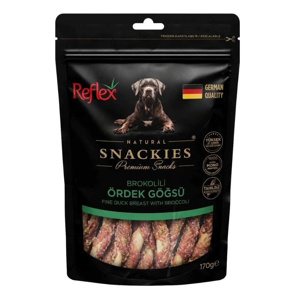 Reflex Snackies Natural Brokolili Ördek Göğsü Tahılsız Köpek Ödül Maması 170 gr