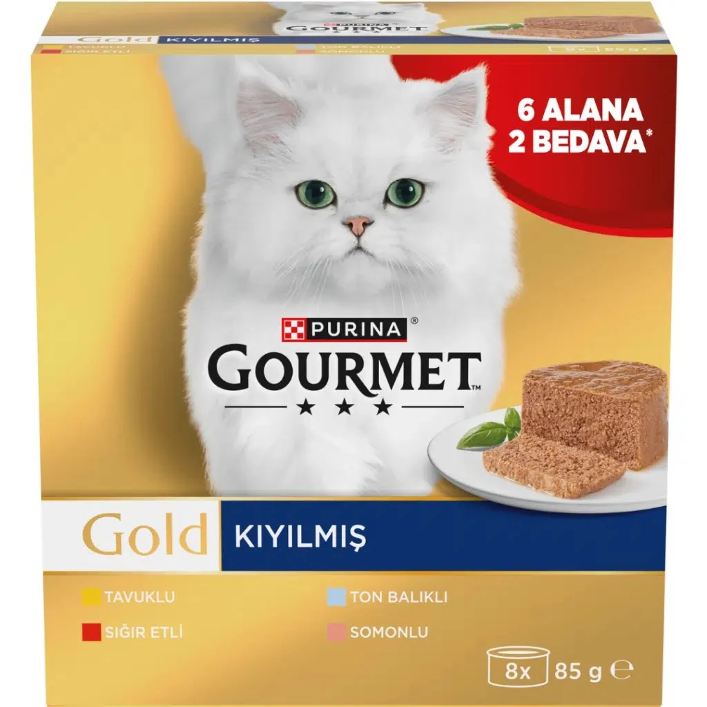 Gourmet Gold Kıyılmış Karışık Kedi Konserve Maması 8 Al & 6 Öde 680 Gr