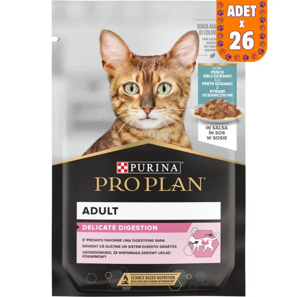 Pro Plan Delicate Sos İçinde Okyanus Balıklı Pouch Kedi Yaş Maması 85 Gr 26 Adet