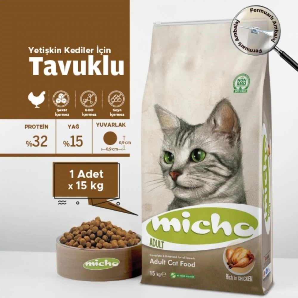 Micho Tavuklu Yetişkin Kuru Kedi Maması 15 kg