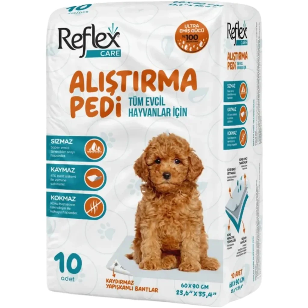 Reflex Kaydırmaz Bantlı Kedi ve Köpek Çiş Pedi 60x90 Cm 10 Lu Paket