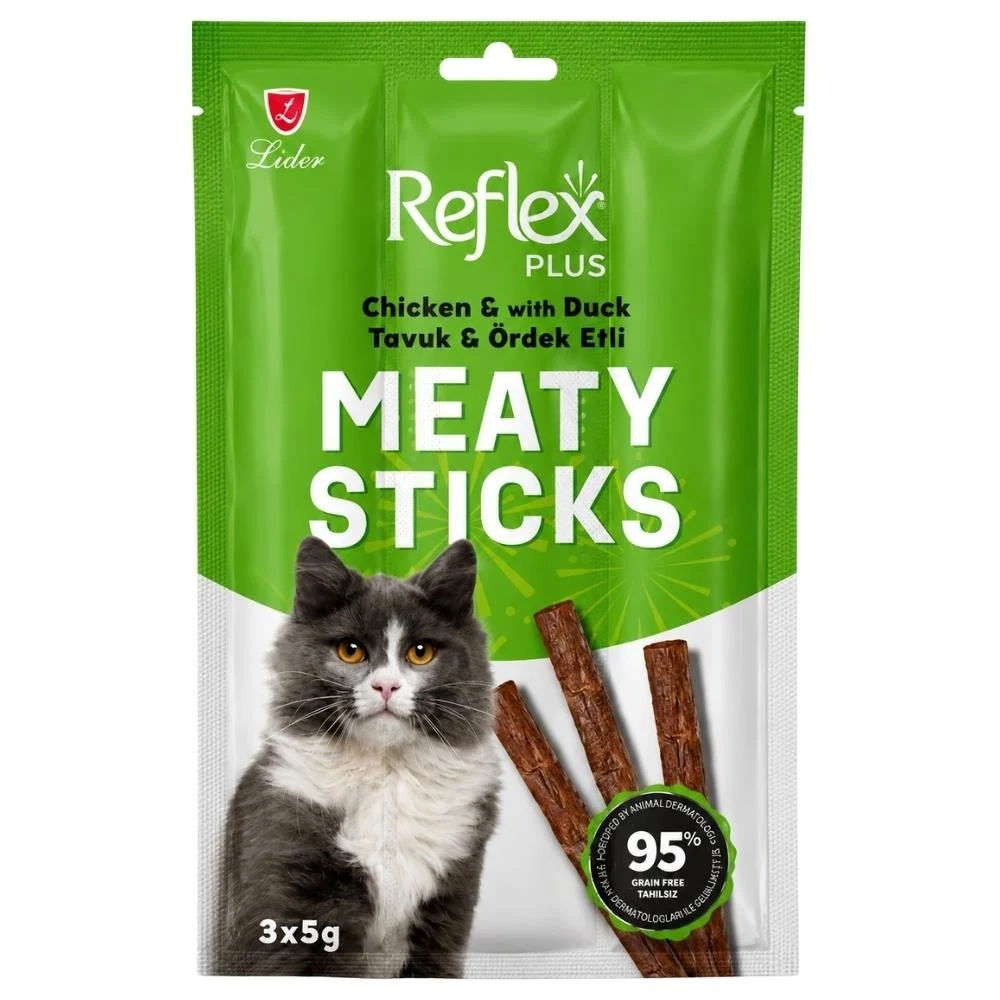 Reflex Plus Tavuklu ve Ördek Etli Tahılsız Kedi Ödül Çubuğu 15 gr 3'lü