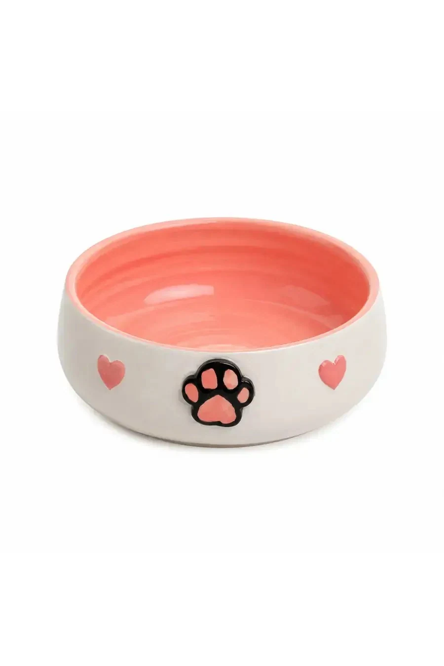 Pawstar Pembe Pati Desenli Tekli Seramik Mama ve Su Kabı