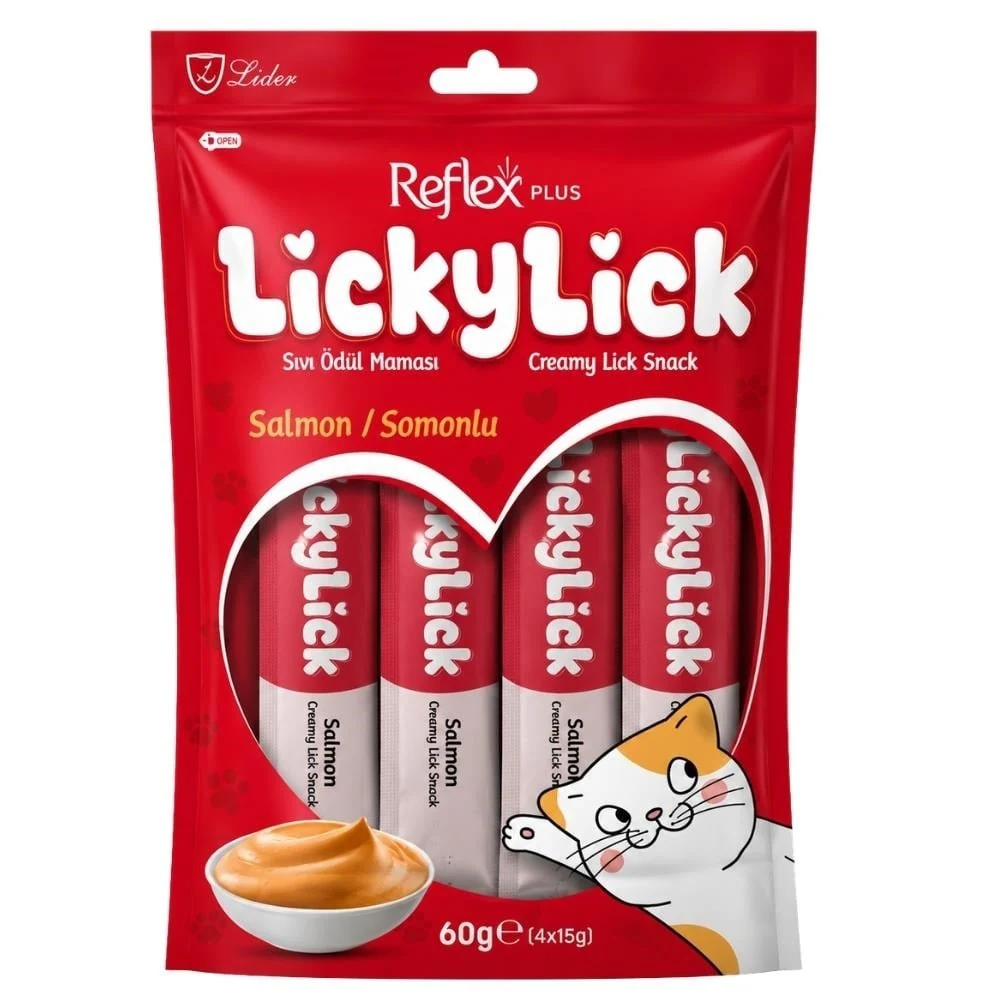 Reflex Plus Lickylick Somonlu Kedi Sıvı Ödül Maması 4x15 gr