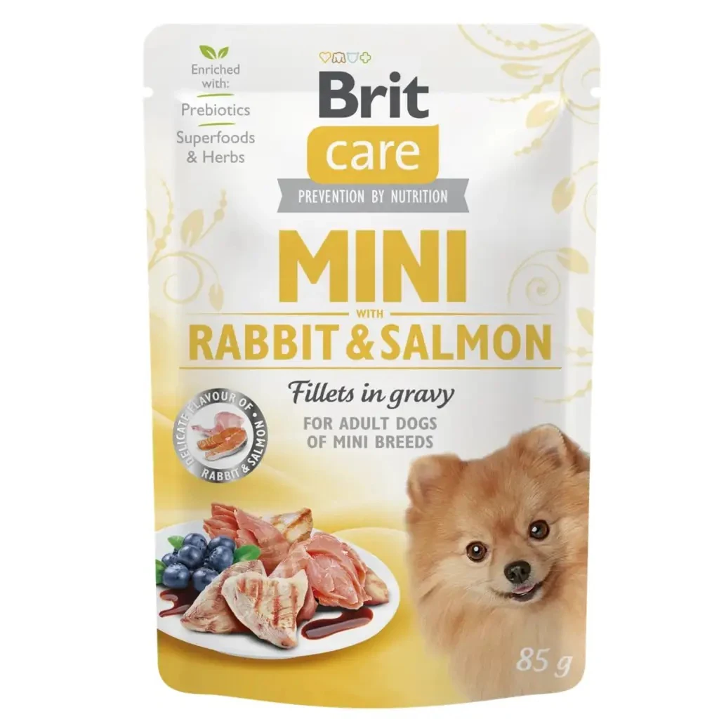 Brit Care Mini Tavşan ve Somonlu Soslu Küçük Irk Yetişkin Köpek Yaş Maması 85gr