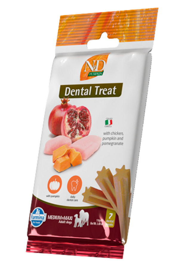 N&D Treat Dental Tavuklu Balkabaklı Orta ve Büyük Irk Köpek Ödülü 100gr (7 Adet)