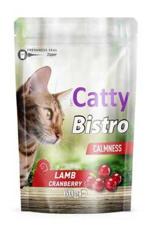 Catty Bistro Sakinleşme Etkili Kuzulu ve Kızılcıklı Kedi Ödül Maması 60gr