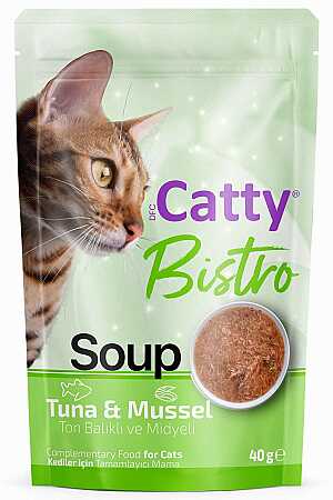 Catty Bistro Ton Balıklı ve Midyeli Kedi Çorbası 40gr