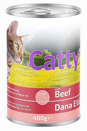 Catty Sos İçerisinde Dana Etli Yetişkin Kedi Konservesi 400gr