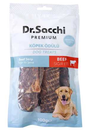 Dr.Sacchi Premium Sığır Eti Şeritli Tahılsız Köpek Ödülü 100gr