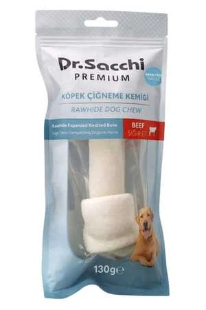 Dr.Sacchi Premium Sığır Etli Sığır Derisi Genişletilmiş Düğüm Kemik Tahılsız Köpek Ödülü 7-8“ 1'li 130gr