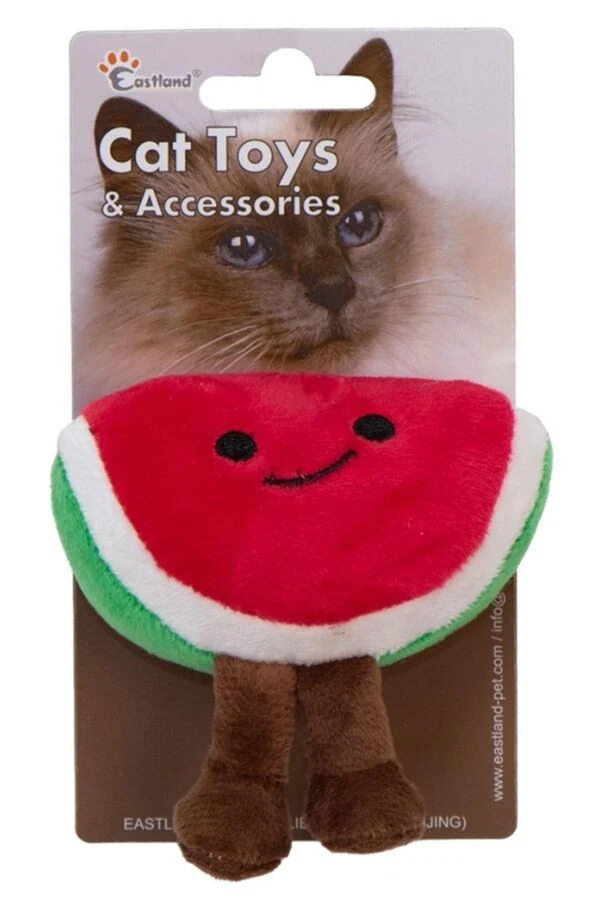 Eastland Kedi Otlu Hışırtılı Peluş Karpuz Kedi Oyuncağı 8.5cm