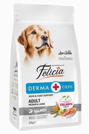 Felicia Düşük Tahıllı Hipoalerjenik Somonlu Orta ve Büyük Irk Yetişkin Köpek Maması 3kg