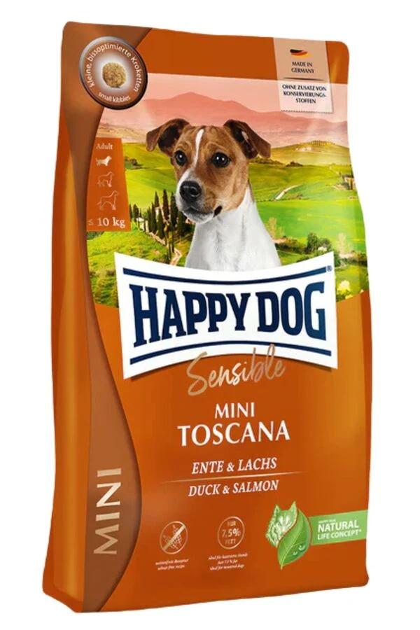 Happy Dog Mini Toscana Ördekli ve Somon Balıklı Küçük Irk Yetişkin Köpek Maması 4kg