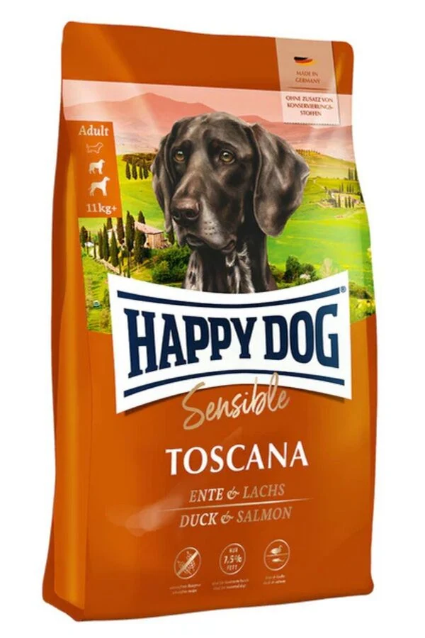 Happy Dog Toscana Ördek Etli ve Somonlu Orta ve Büyük Irk Yetişkin Köpek Maması