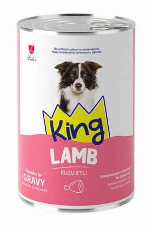 King Sos İçerisinde Et Parçacıklı Kuzu Etli Köpek Konservesi 400gr